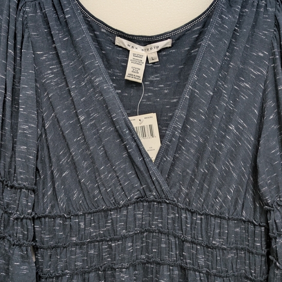 Max Studio V Neck Faux Wrap Casual Midi Dress Large NWT - Picture 5 of 6